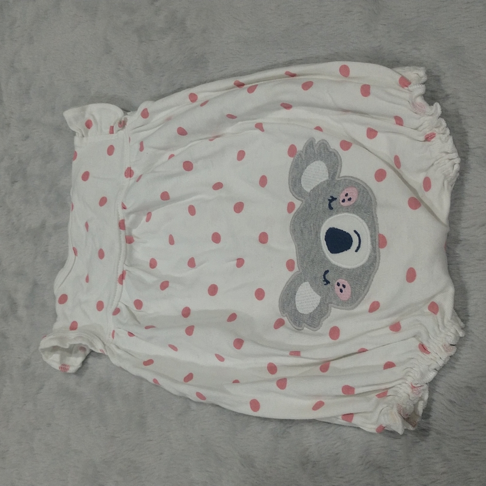 2/$15 Carter's Baby Girl Polka Dot Koala Bear Romper Size 6 Months